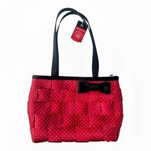 Harveys Red and Black Minnie Mouse Polka Dot Tote Bag Purse with Bow